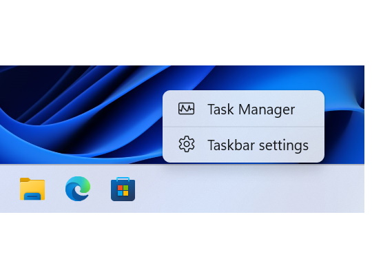 タスクバーの右クリックメニューに「タスク マネージャー」を起動するコマンドが追加