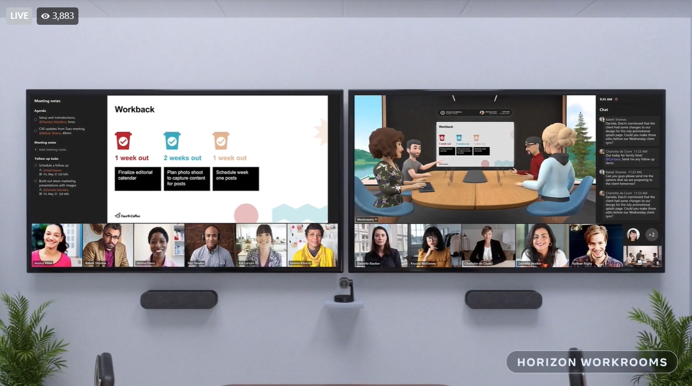 複数のデバイス・スクリーンでの会議も可能になるようだ