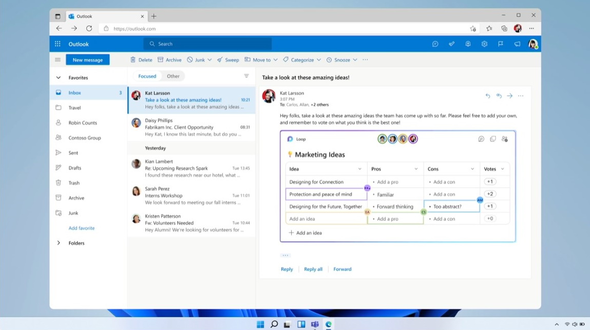 データを生きたまま、リアルタイム・共同編集が可能な「Loop」コンポーネント。さまざまな「Microsoft 365」アプリに埋め込んで利用できる