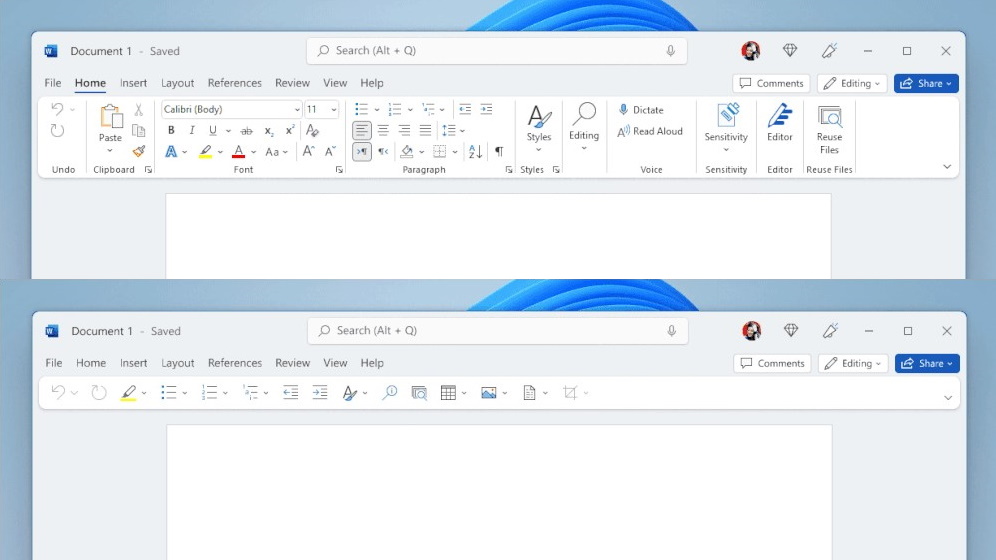 従来からある「クラシック リボン」とシンプルな「パーソナル ツールバー」