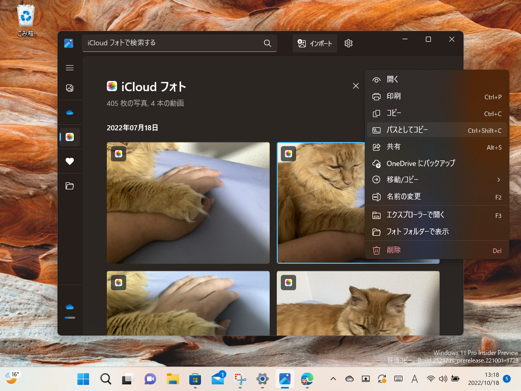 「フォト」アプリに戻ると、「iCloud フォト」の写真が自動で追加されていくはず