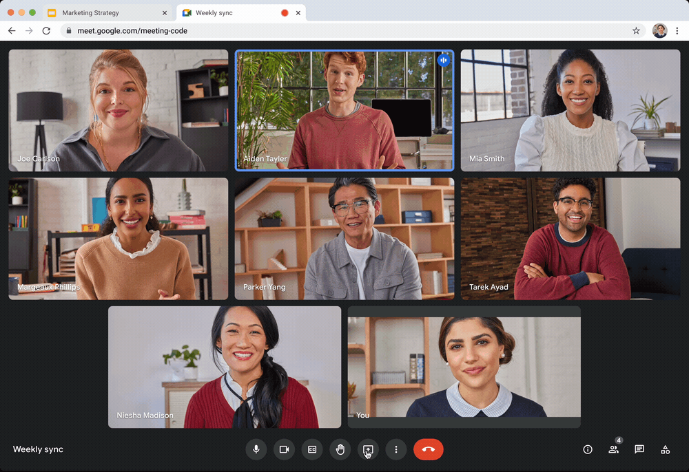 ミーティング画面でスライドを操作