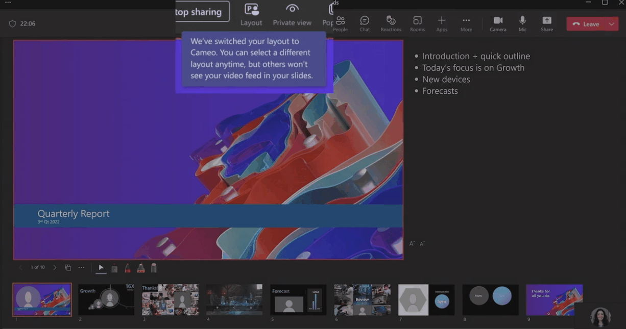 「PowerPoint Live in Microsoft Teams」の機能強化を発表