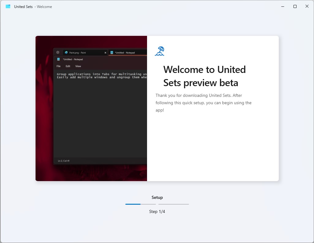 初回起動時に表示されるウェルカム画面