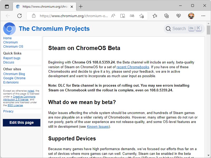 「Steam on Chromebook」がベータ版に