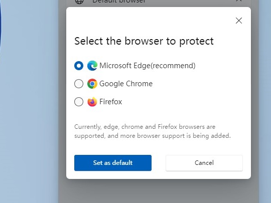 既定のWebブラウザーを固定する機能はちゃんと他社製のWebブラウザーにも対応