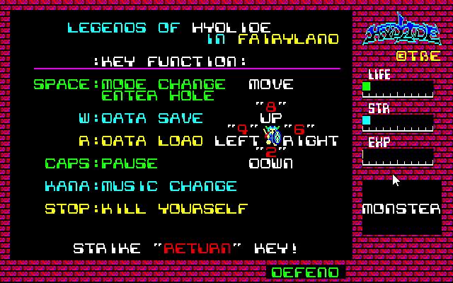 ゲーム開始前に出る操作説明。キーコンフィグ要素など当然存在しない