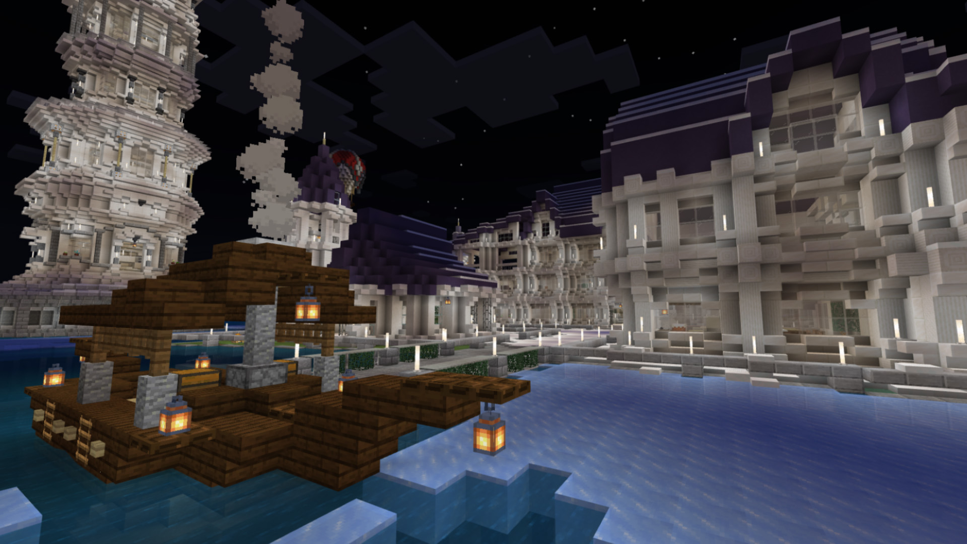 中心部にある泉に立てば、家や小舟など都市の全てが見渡せる