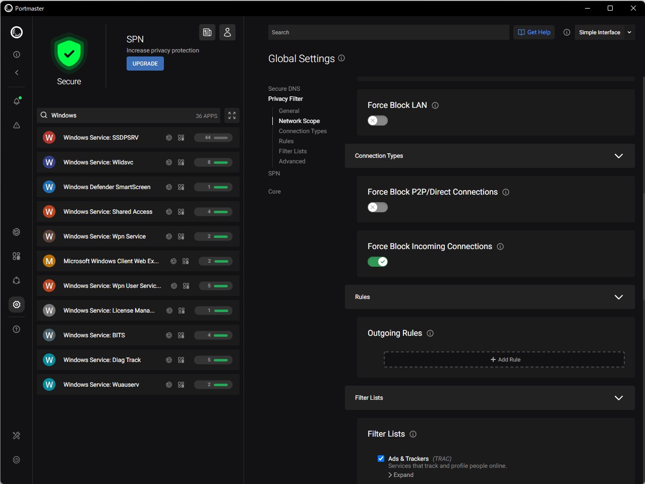 システムワイドに設定を調整したり、アプリごとに許可・ブロックを設定することも