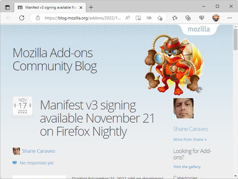 公式ブログ「Mozilla Add-ons Community Blog」