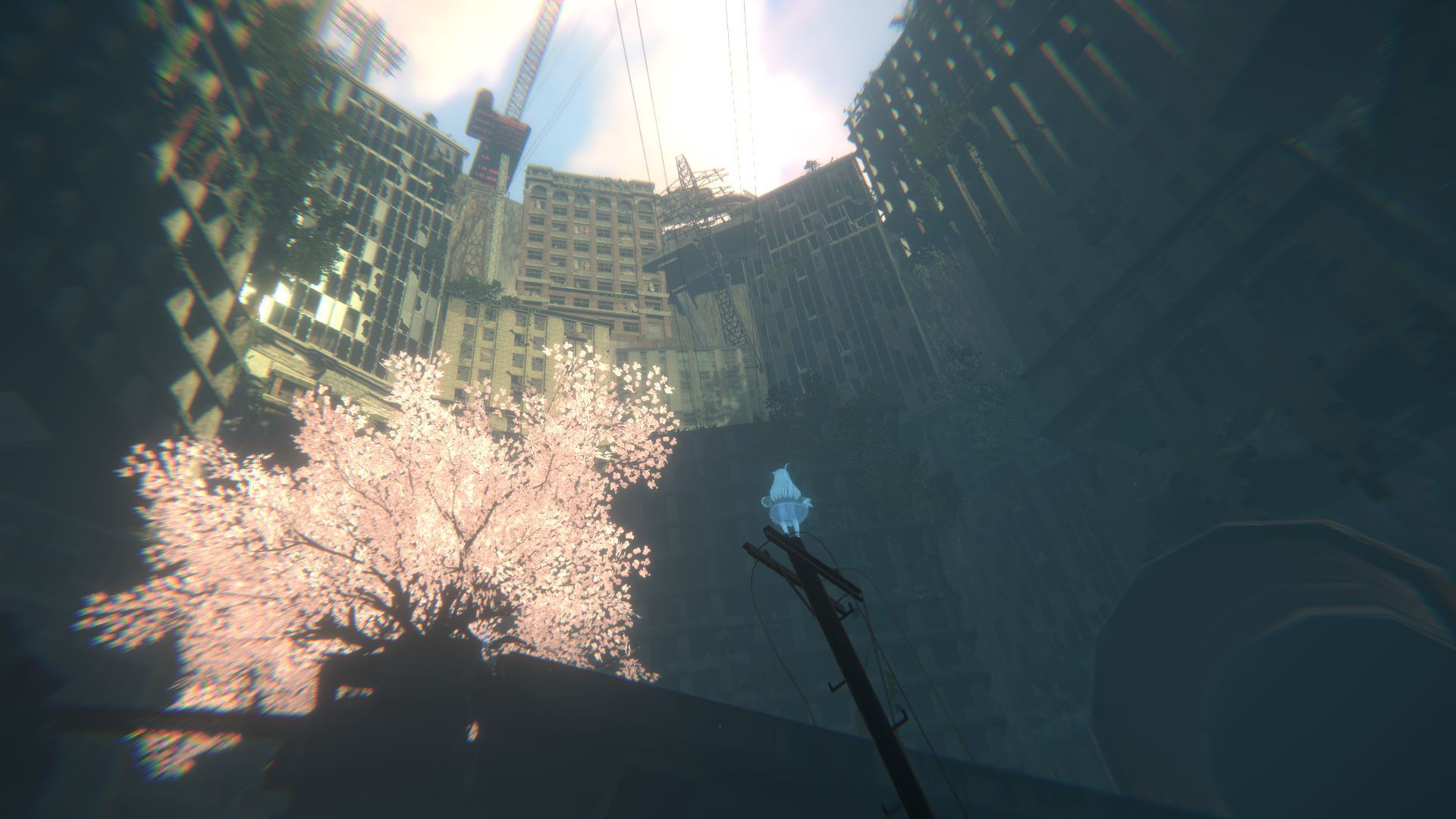 視界いっぱいに広がる幻想的なメタバースの中の世界。VRヘッドセットを被らなければ味わえない体験です