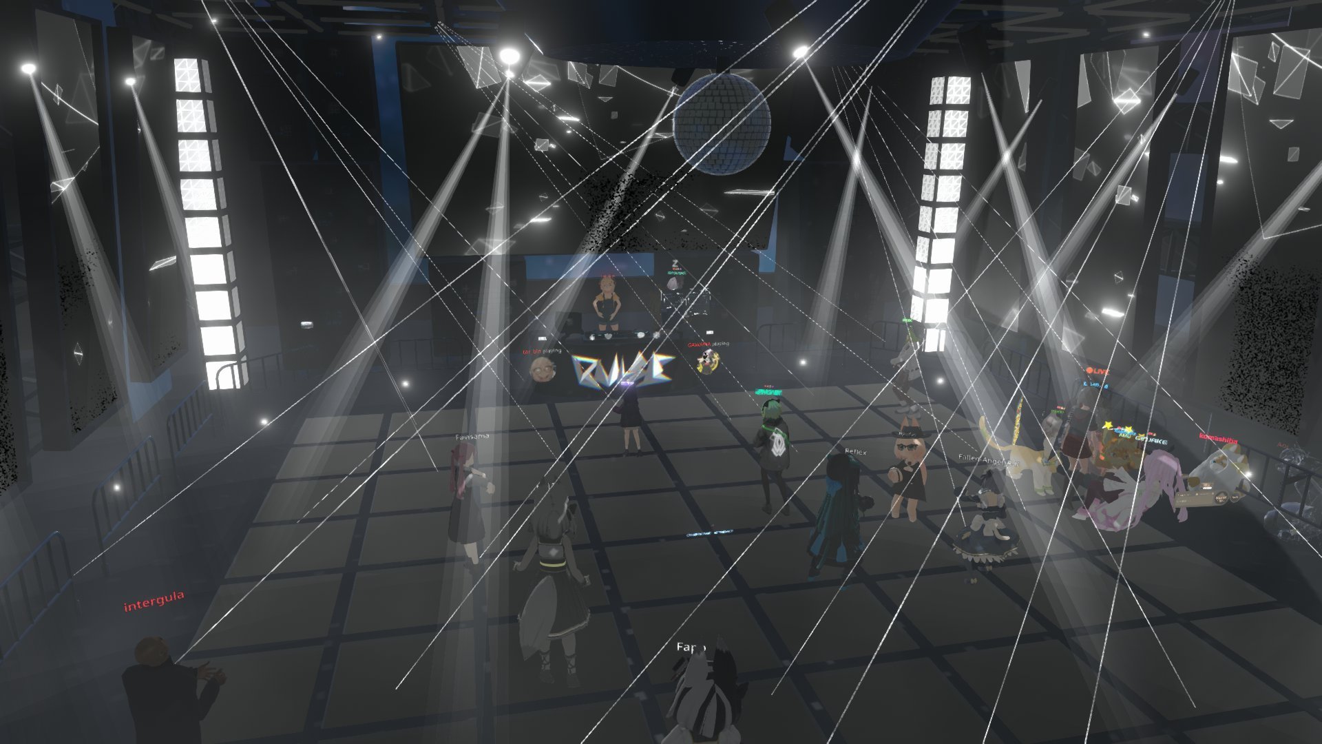 ノリノリの音楽が流れるナイトクラブもあります。メタバースならではの演出も可能で、独特な体験が楽しめます