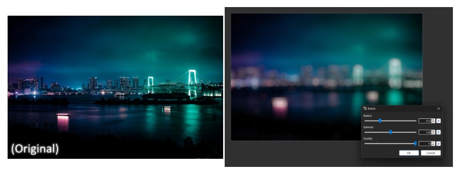 一眼レフのボケのようなぼかしも可能に