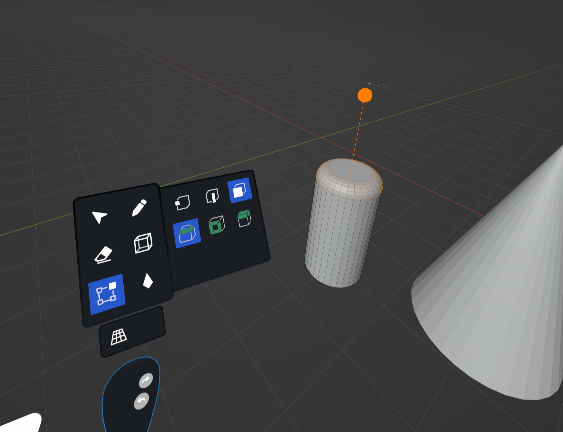 編集ツールパレット。下の3つのツールは選択中にもう一度選択するとOFFに