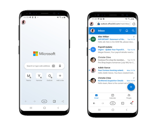 共用Androidデバイスで「Edge」を利用。Webベースの社内アプリなどに