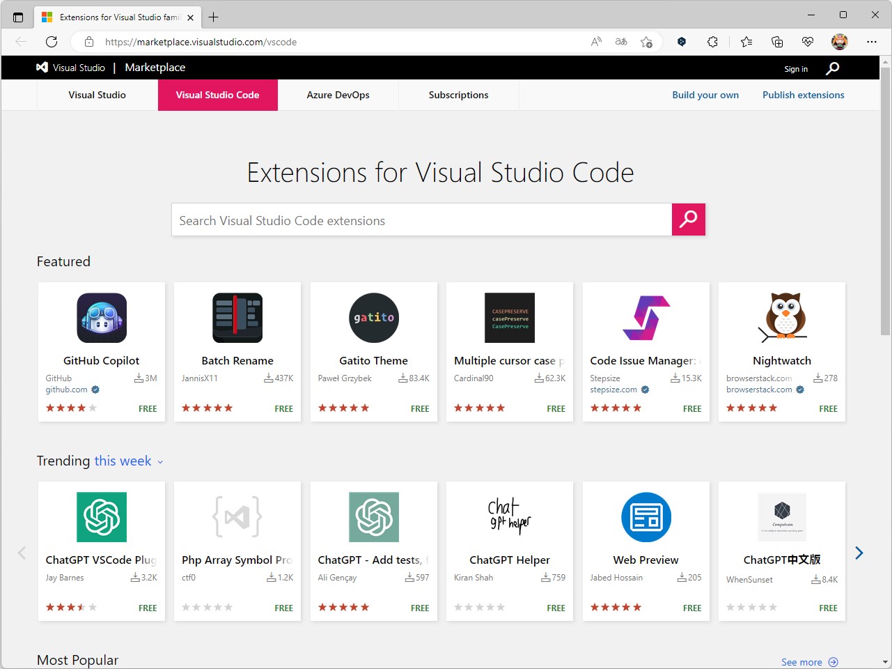 「Visual Studio Marketplace」