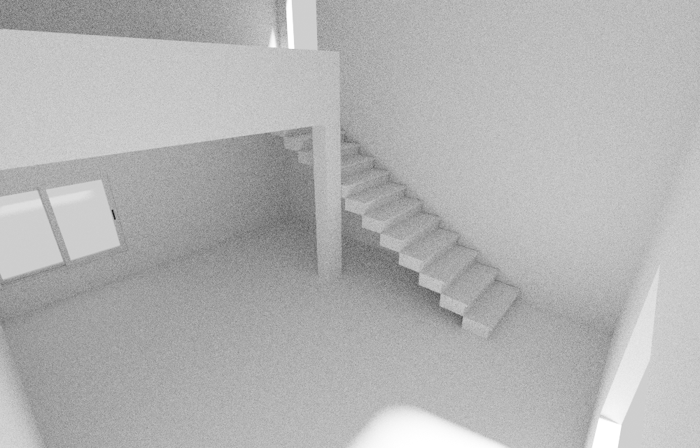 「パスガイディングあり」でレンダリング。パスガイディングにより、先ほどより明るくなっている