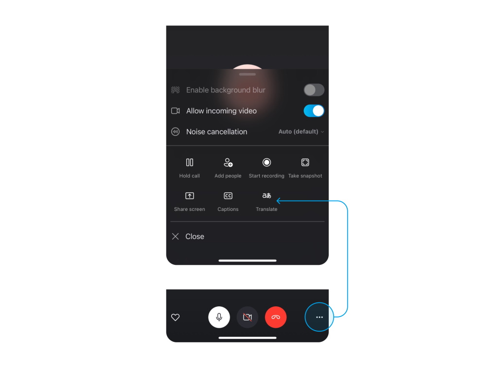 通話中に［…］メニューから翻訳を有効にするだけで利用できる