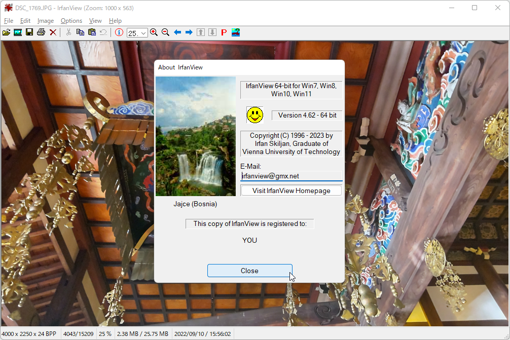 「IrfanView」v4.62