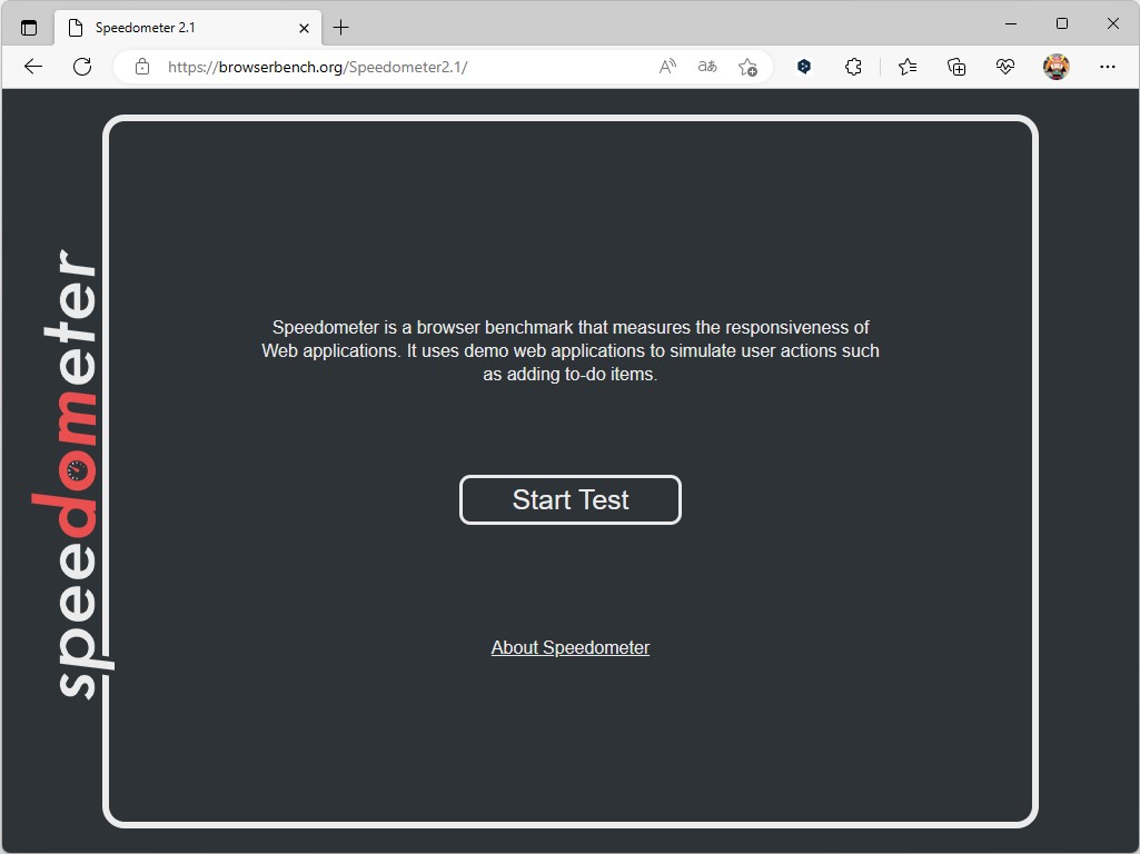 現行の「Speedometer 2.1」ベンチマークテスト
