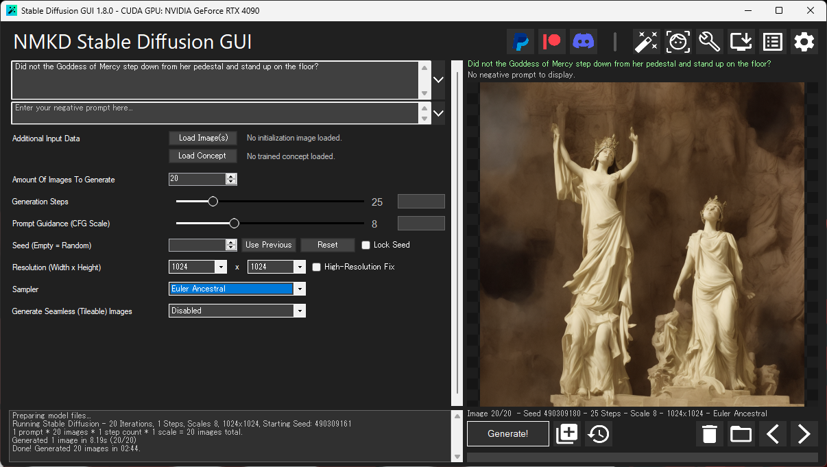 「Stable Diffusion」のGUIツール「NMKD Stable Diffusion GUI」
