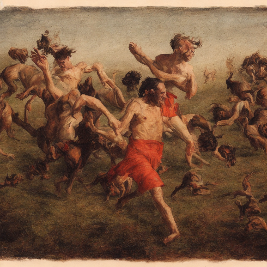 後ろには犬と混ざってしまった人も