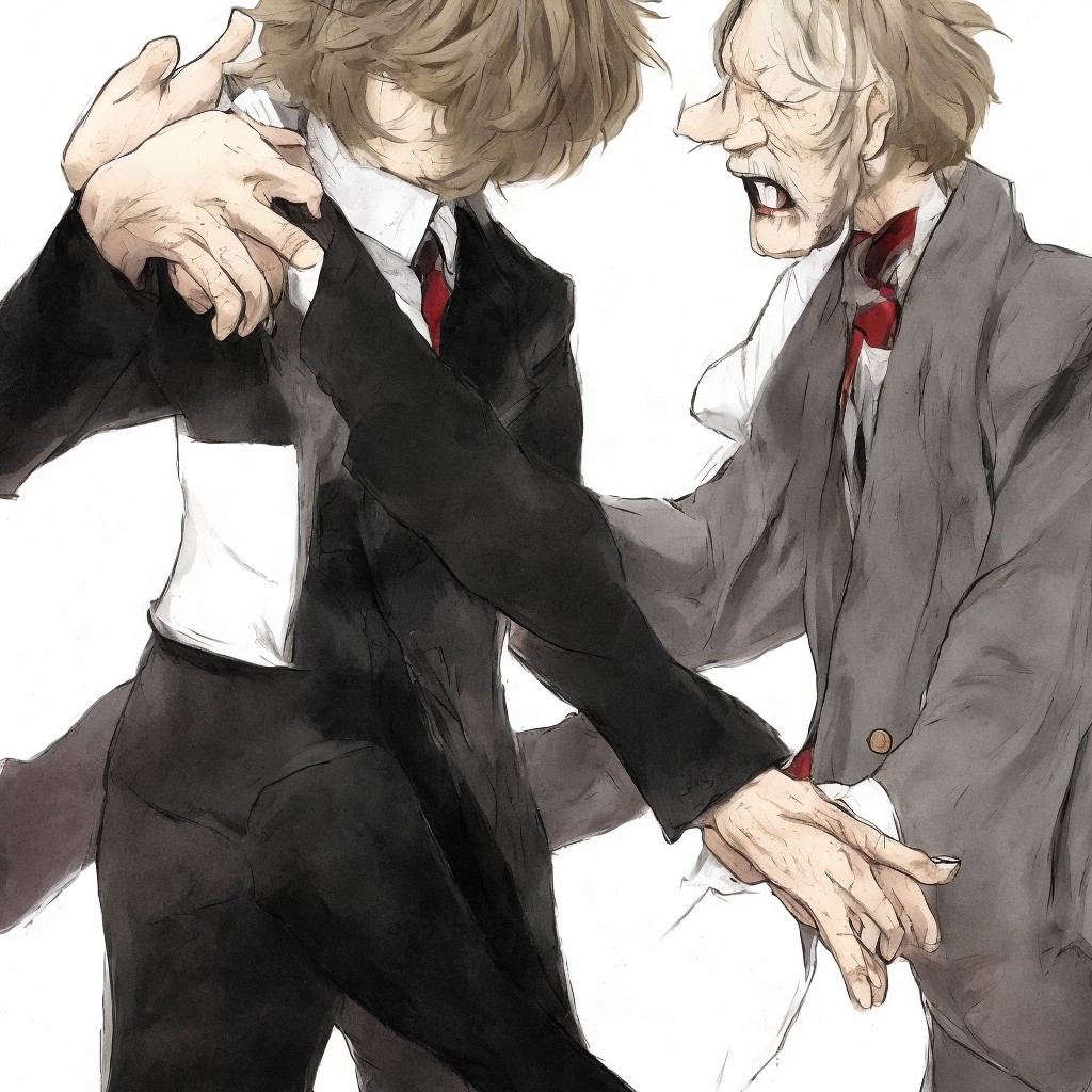 細部は破綻しているが、老人がつかまっている感じがする