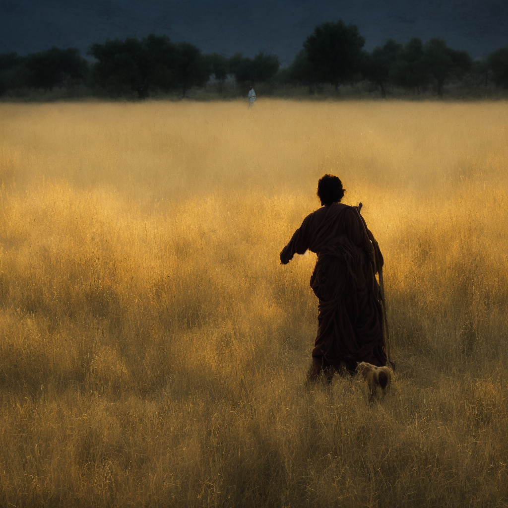 これぞメロス！ 遠くに見える人物はセリヌンティウスの幻か