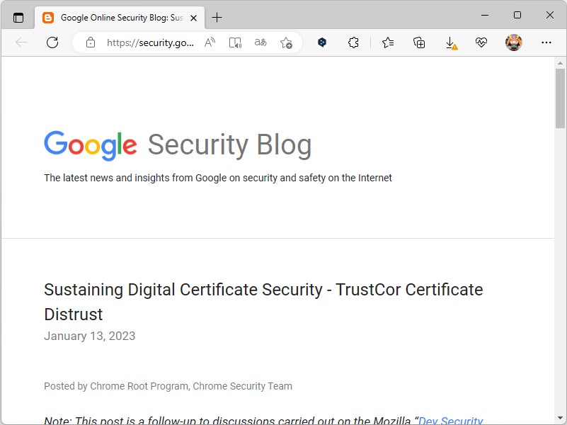公式ブログ「Google Online Security Blog」における生命