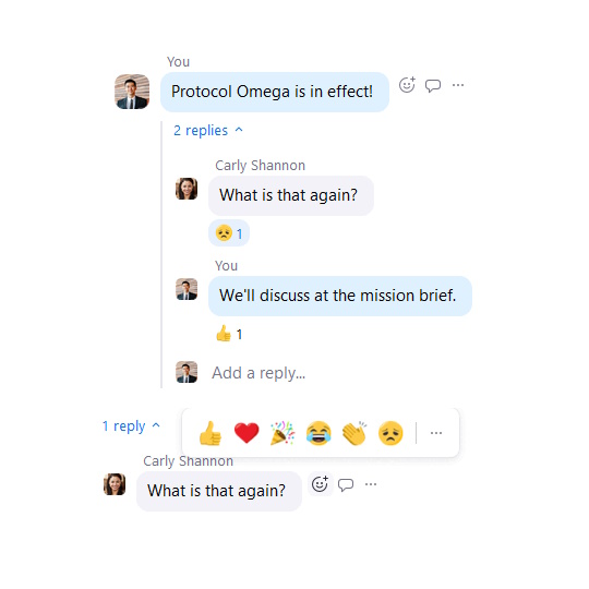 スレッド化された返信と絵文字リアクション