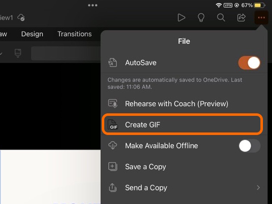 iPad版「PowerPoint」アプリにスライドをアニメーションGIFへ変換する機能