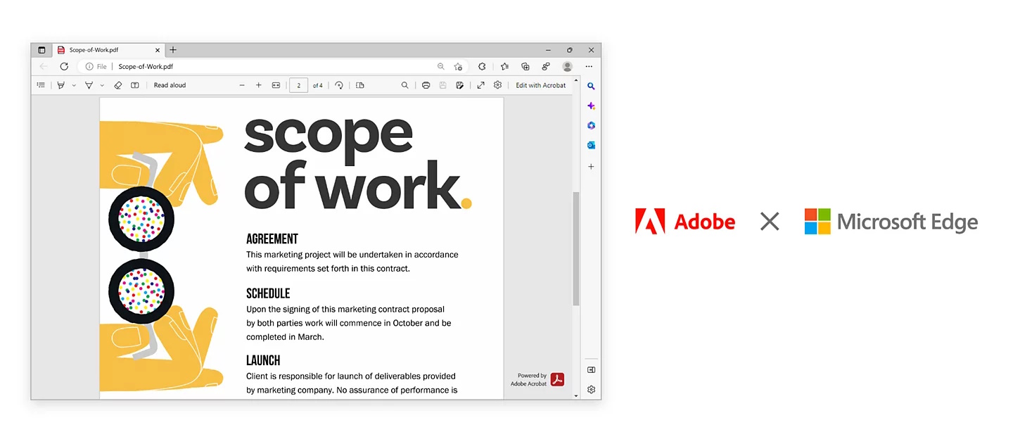 MicrosoftとAdobe、Windows版「Microsoft Edge」に内蔵されているPDFリーダーを「Adobe Acrobat」へ移行させる計画を発表