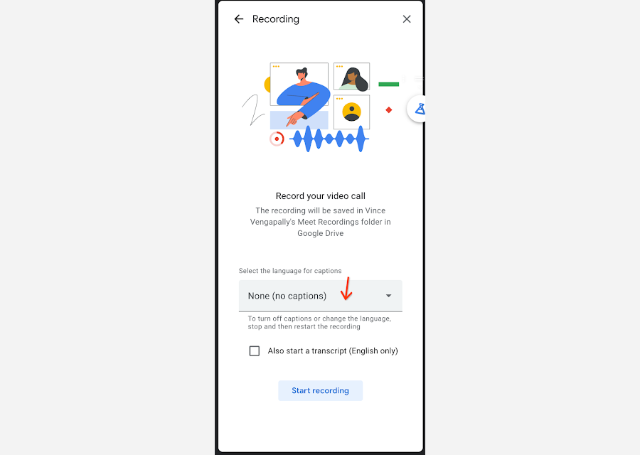 ビデオに字幕を含めるには、録画の設定で機能を有効化しておく必要がある