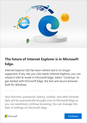 IE11無効化についてのデスクトップ通知