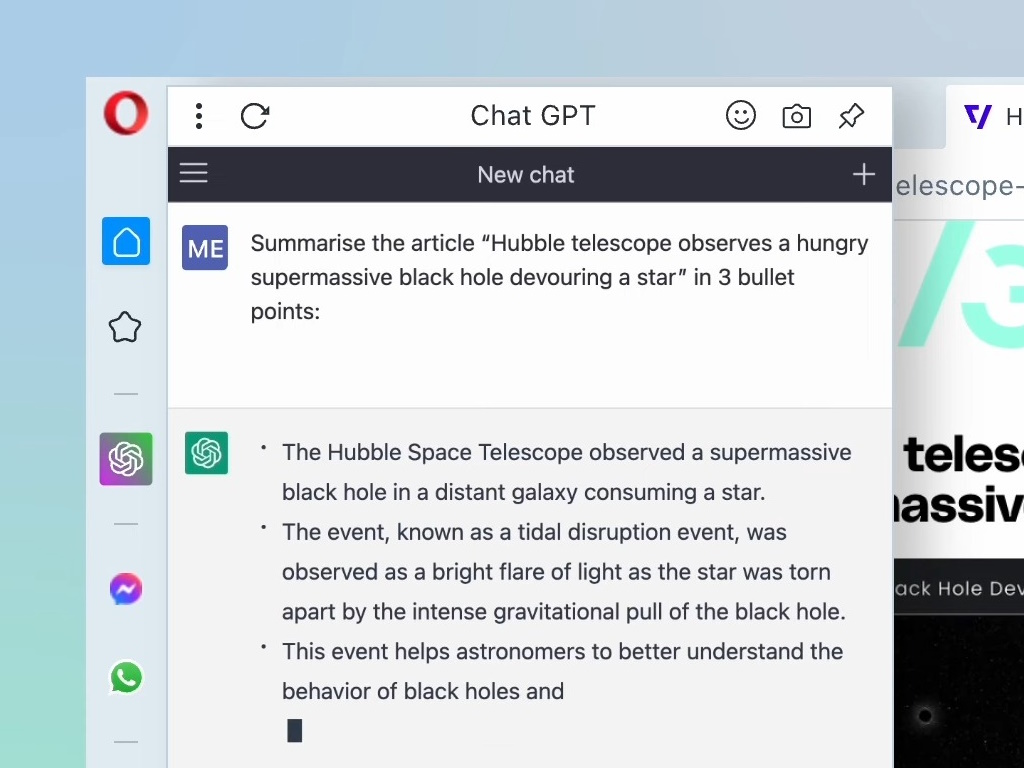 サイドバーの「ChatGPT」が要点を箇条書きに
