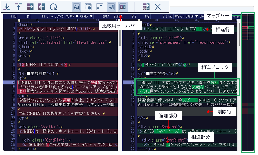 ファイル比較（Diff）のエンジンとユーザーインターフェイスを刷新