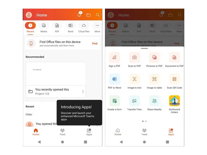 Android版「Microsoft 365」アプリがTeamsアプリに対応