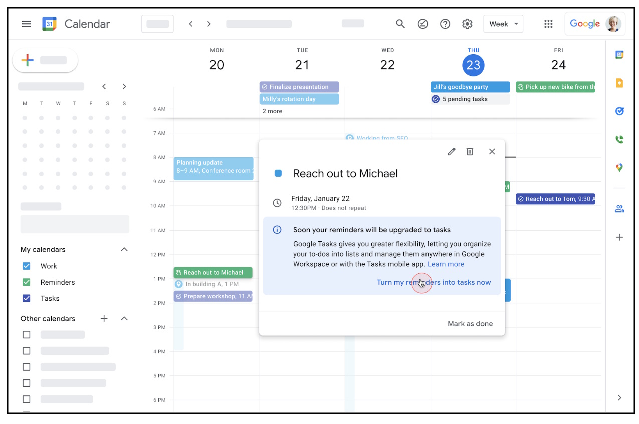 「Google カレンダー」と「Google アシスタント」のリマインダーが「Google ToDo リスト」へ統一