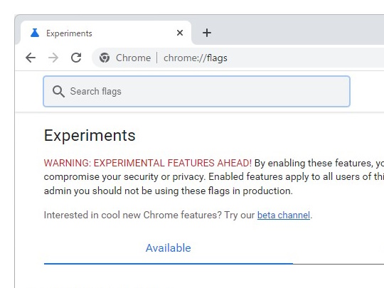 「Google Chrome」の「chrome://flags/」画面