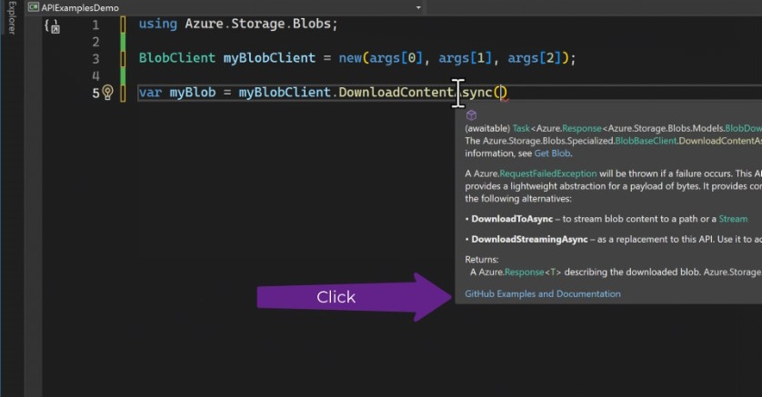 「IntelliCode」にAPIの使用例を教えてくれる機能