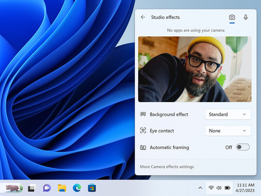 ［クイック設定］メニューから利用できる「Windows Studio Effects」