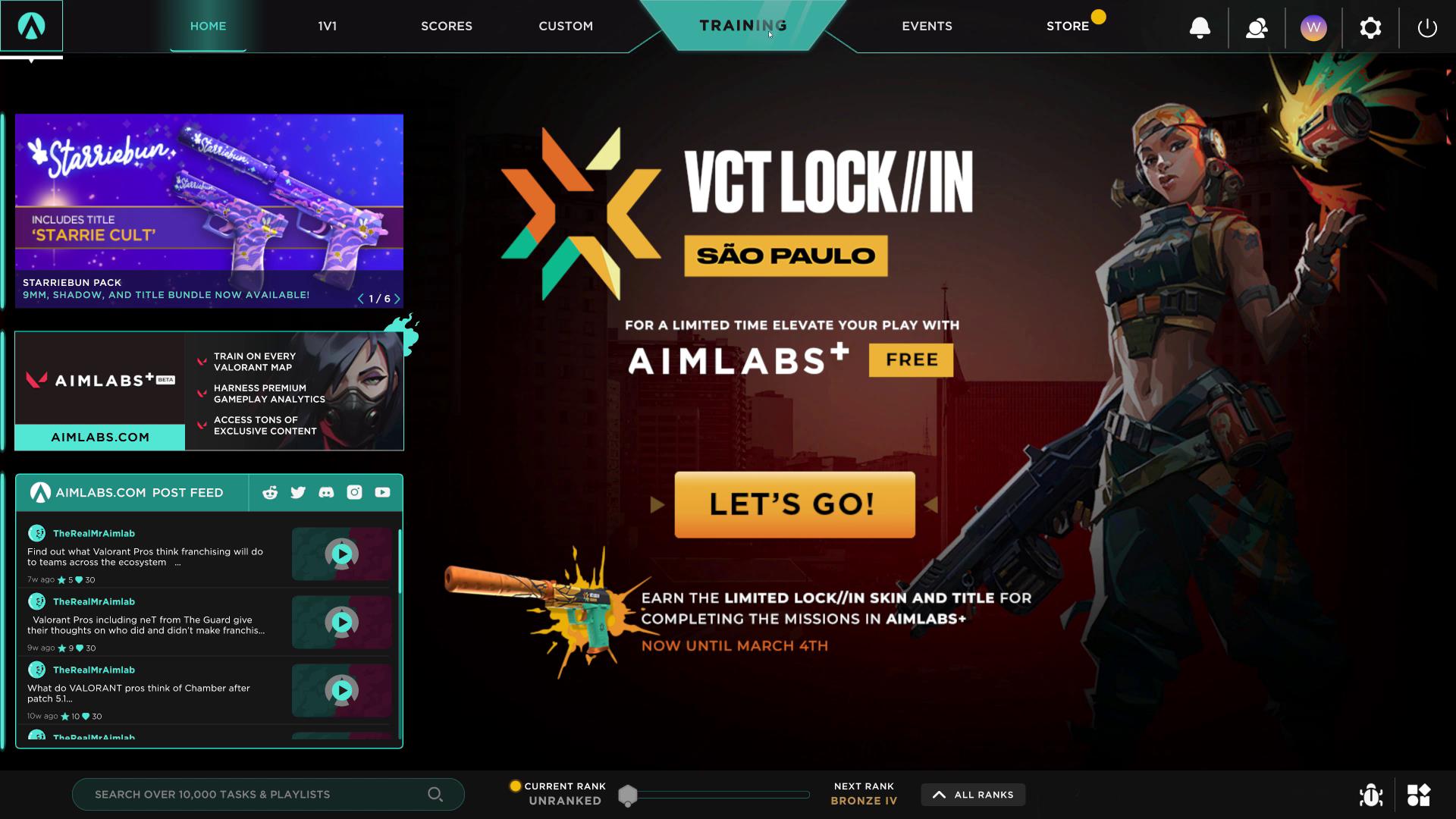 「Aim Lab」のホーム画面