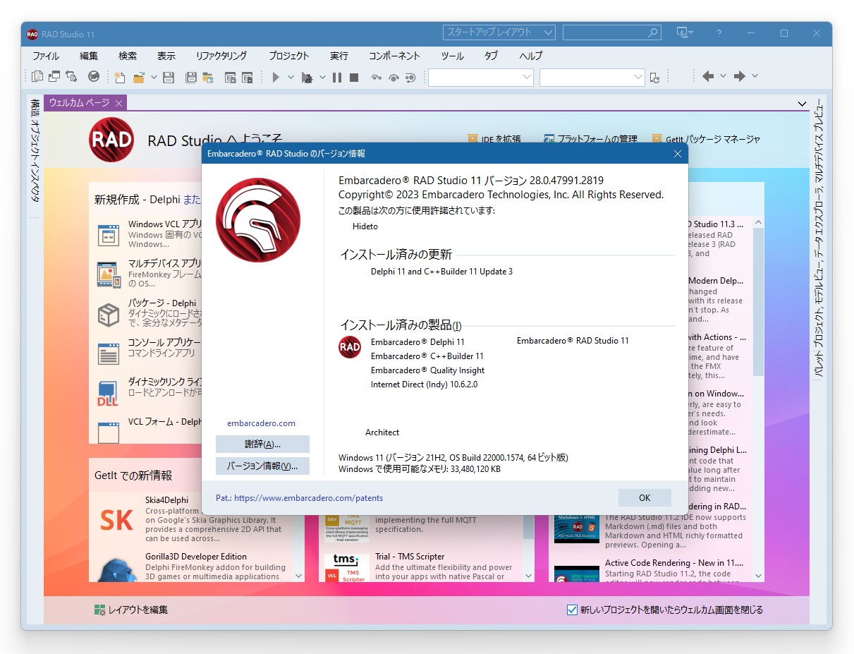 「RAD Studio 11.3 Alexandria」