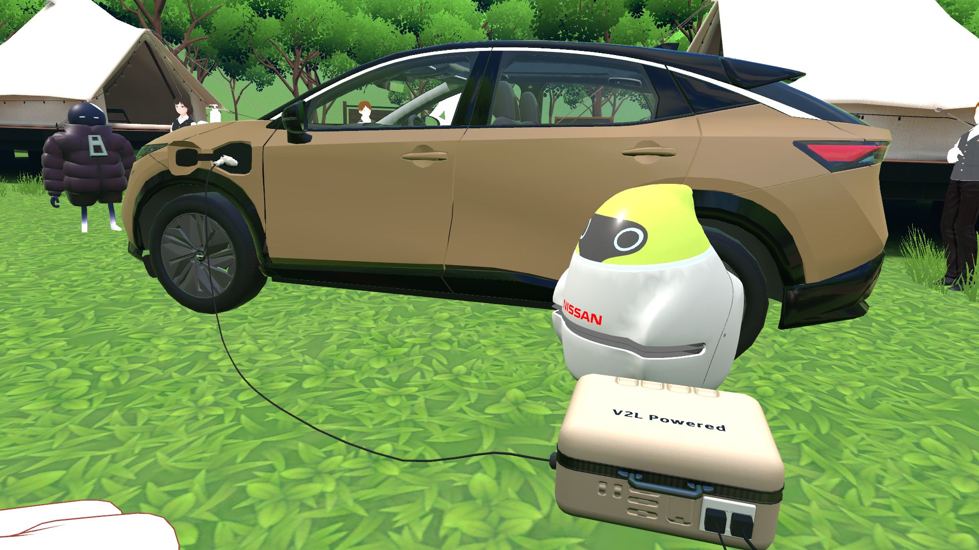 充電した「日産アリア」を蓄電池のように利用することができます