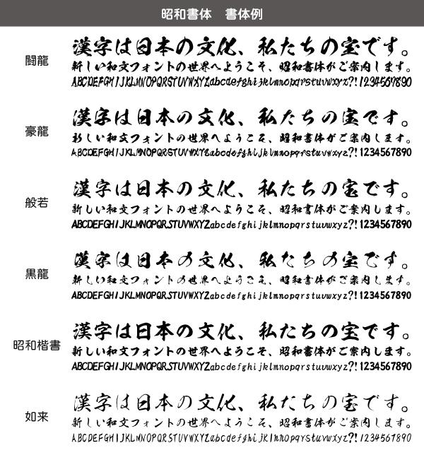 「昭和書体」の書体例