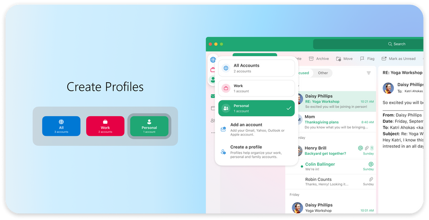 新しい「Outlook」プロファイル