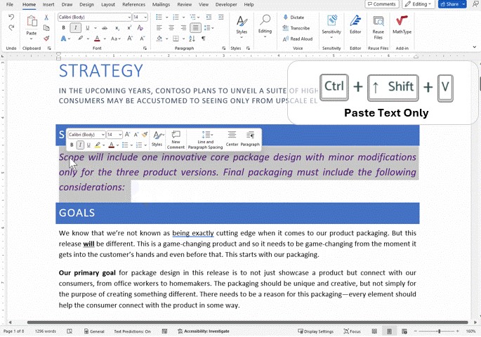 「Microsoft Word」に書式なし貼り付けのショートカットキー（［Ctrl］＋［Shift］＋［V］キー）が導入へ