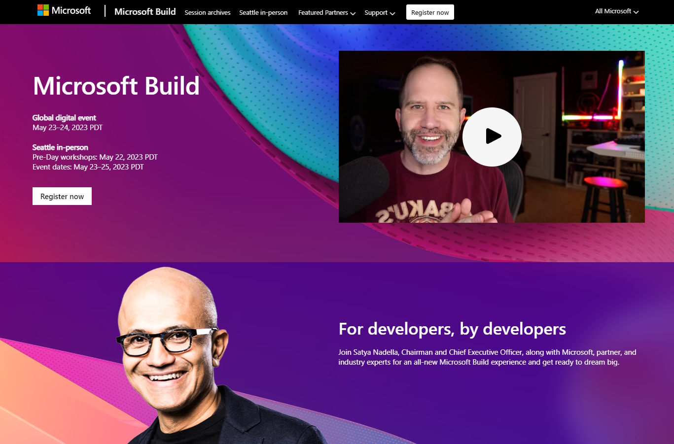 「Microsoft Build 2023」のホームページ
