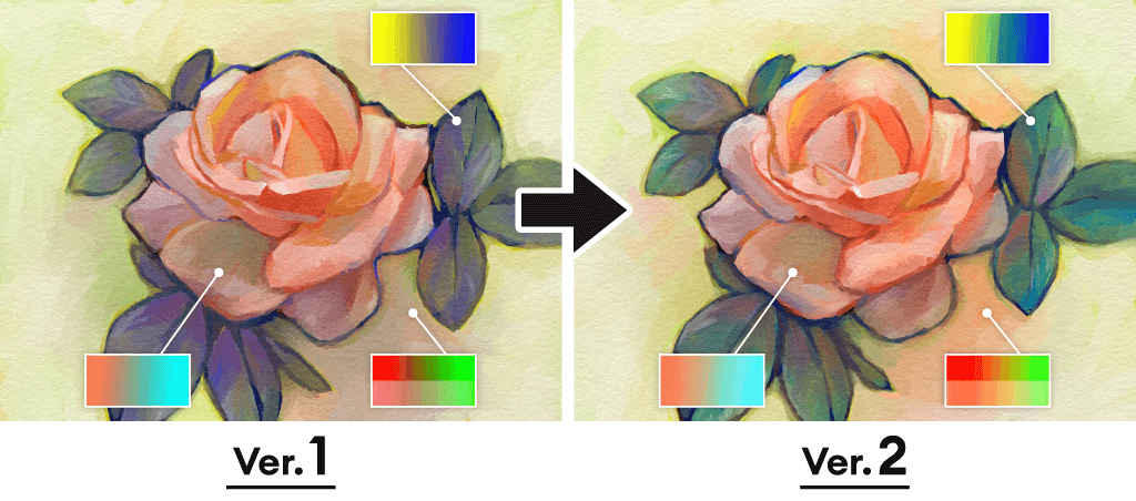 よりリアルな混色を実現するブラシ混色