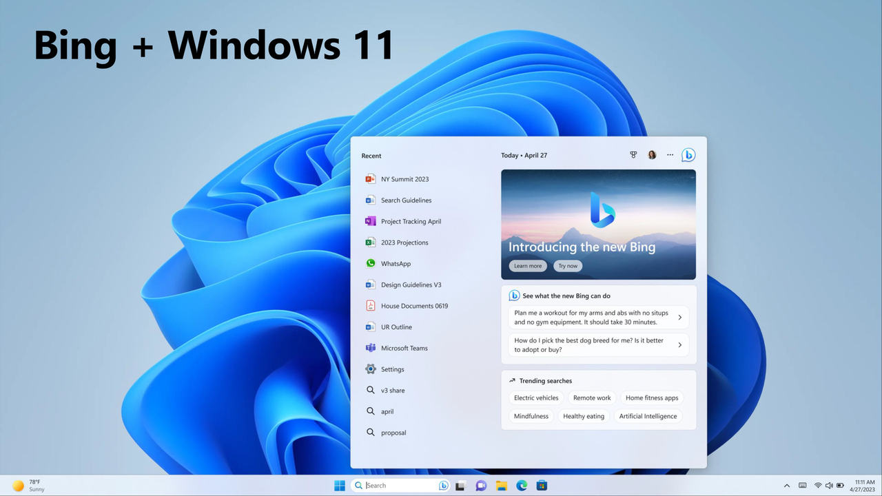 Windows 11の検索ウィンドウ